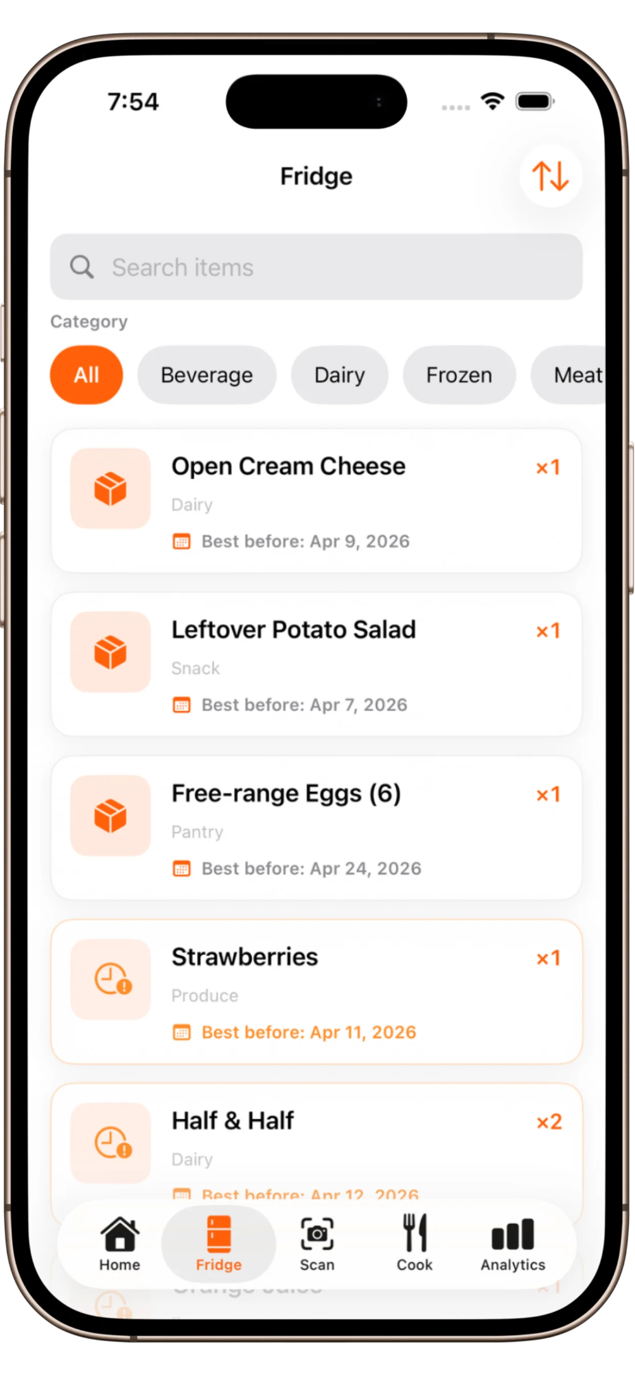ReFresh scan — capture fridge or pantry